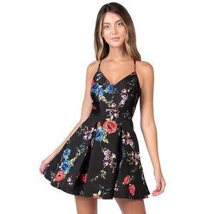 Juniors' B. Smart Floral Spaghetti Strap Lace Back Dress Size 1 Homecoming Prom